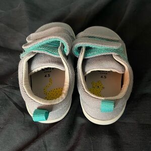 Ten Little Gray and Teal Toddler Sneakers 4.5